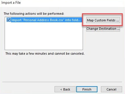 contacts outlook address error showing avoiding import button field step says map which custom